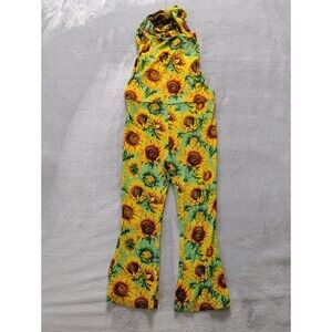 Little Bum Bums Bright Yellow Sunflower Print Bell Bottom Bamboo Romper Size 3T
